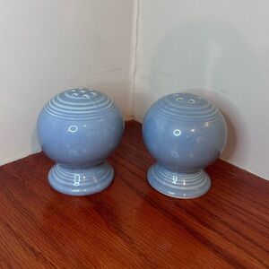 Fiestaware Blue Ceramic Salt and Pepper Shakers EUC